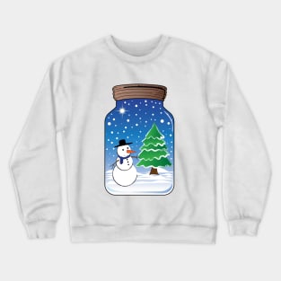 Snowman in a glass jar Crewneck Sweatshirt